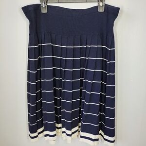 Talbots Pleated Nautical Striped Knit Short Skirt Navy Blue Preppy Plus Size 1X